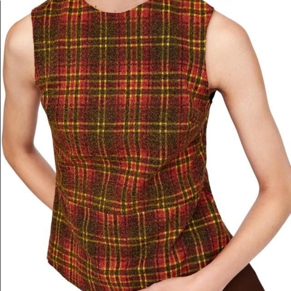 Zara Plaid Peplum HemTank Blouse NWT - Picture 4 of 8